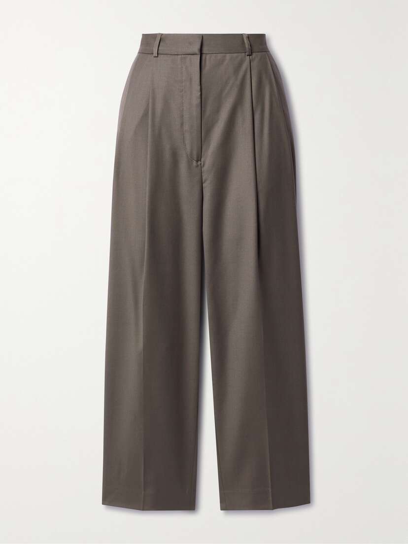 TOTEME Cropped Pleated Wool Straight-leg Pants