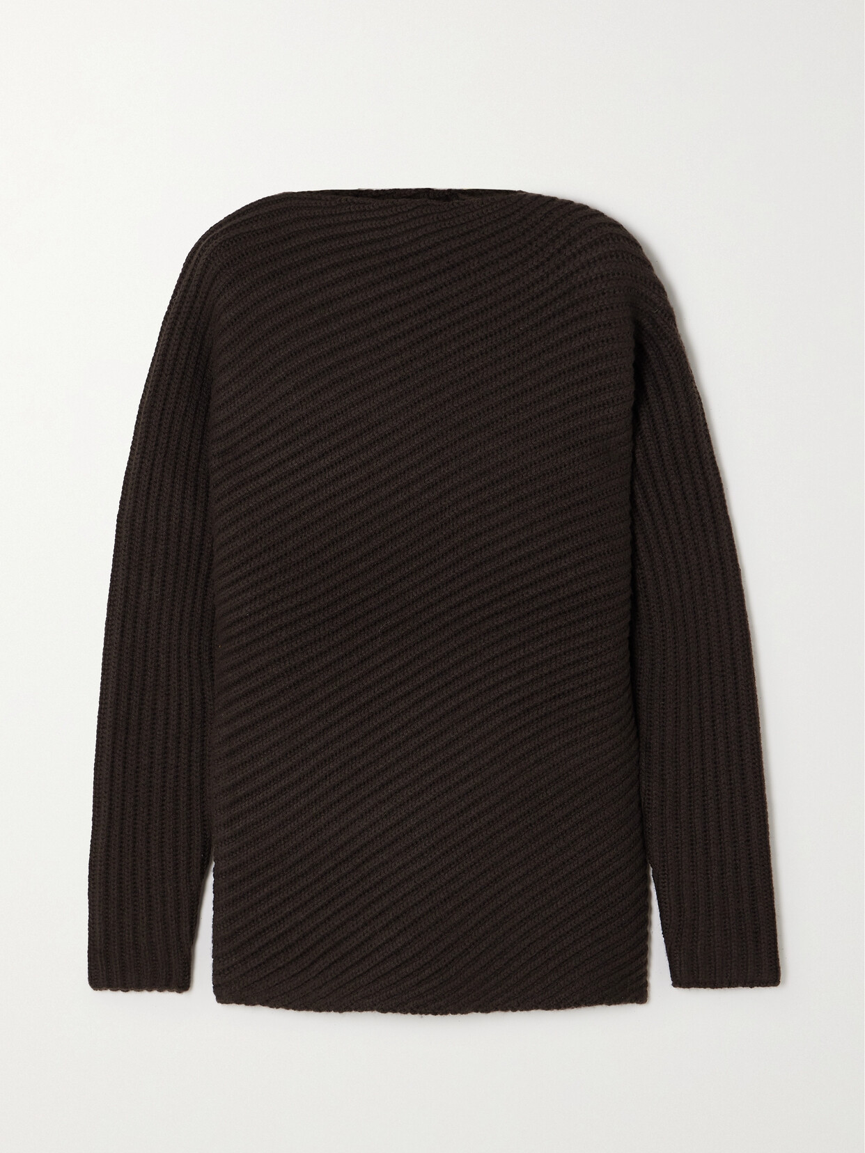 TOTEME - + Net Sustain Twisted Ribbed Wool Sweater - Brown