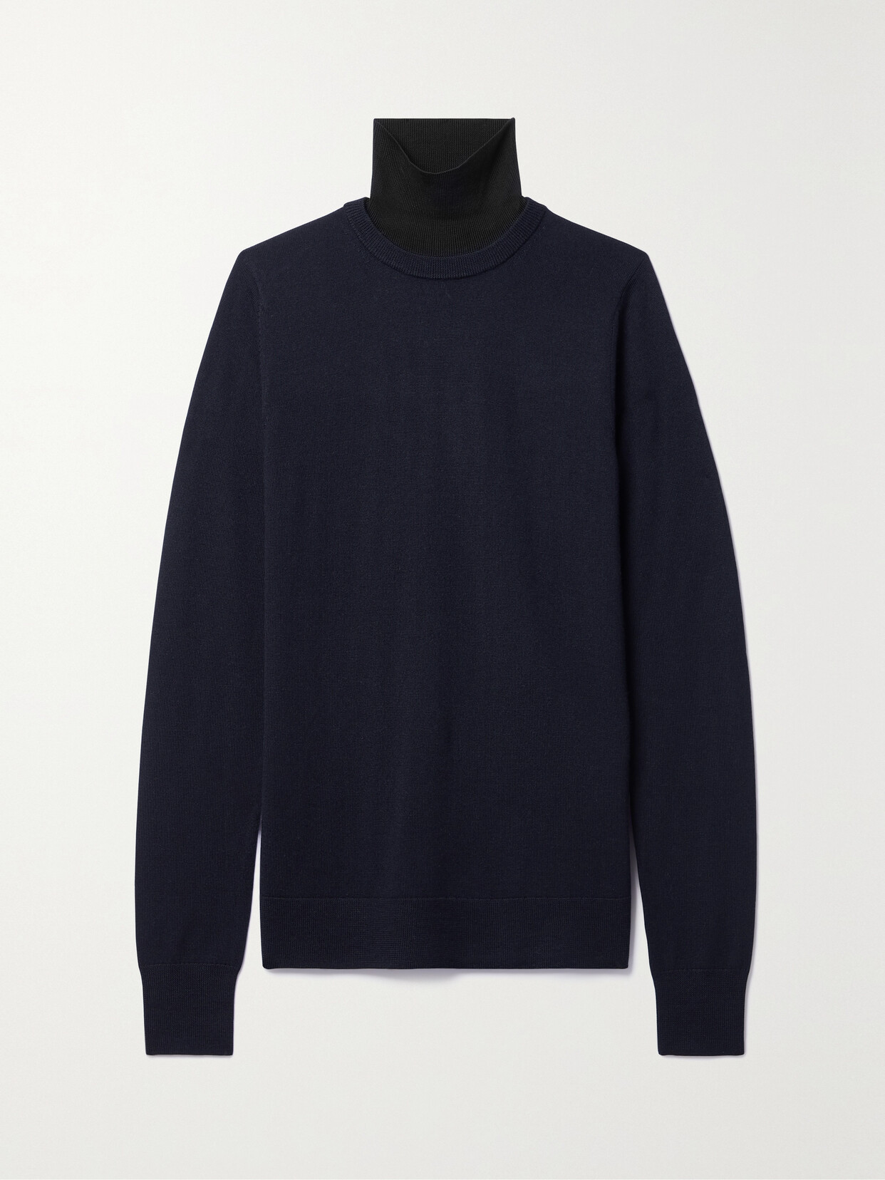 TOTEME - + Net Sustain Silk-trimmed Two-tone Wool Turtleneck Sweater - Blue