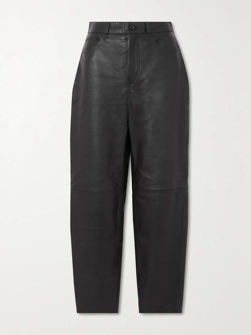 TOTEME Cropped Leather Tapered Pants
