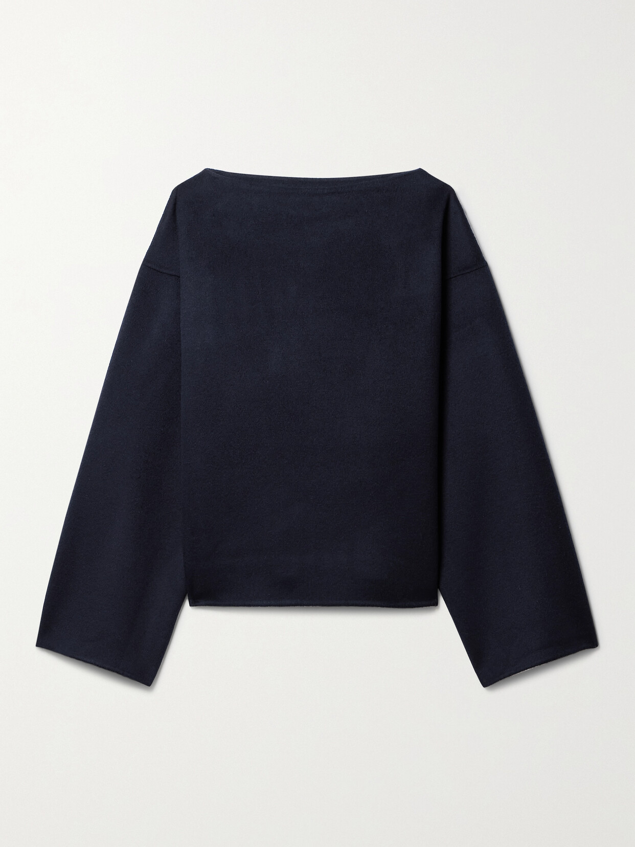 Totême Boat-neck Double-faced Wool Sweater In Navy