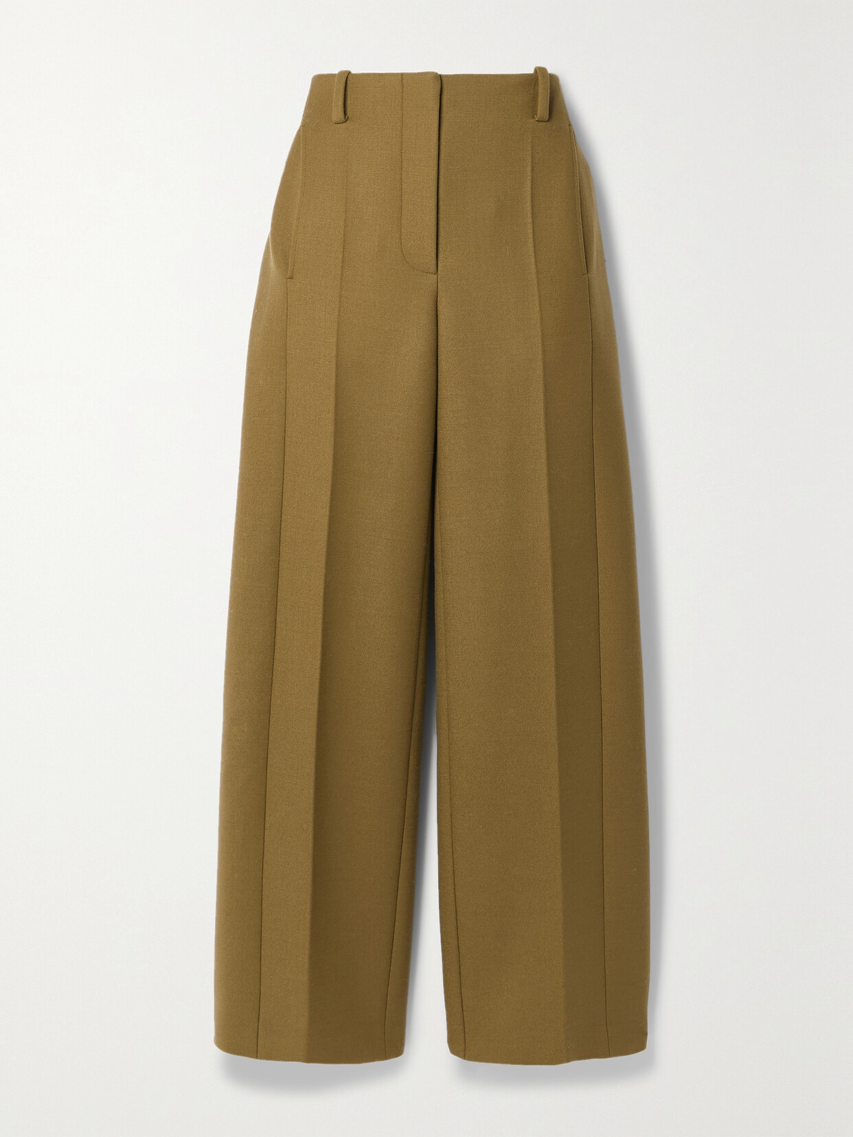 TORY BURCH WOOL-BLEND TWILL WIDE-LEG PANTS