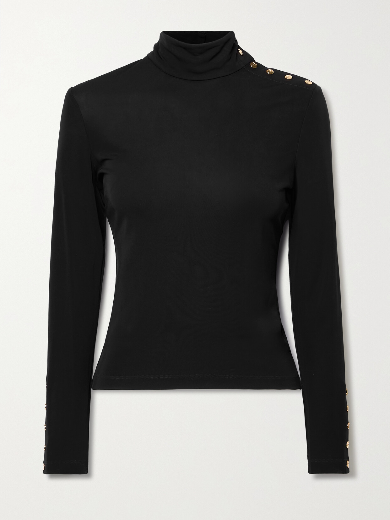 Tory Burch - Embellished Stretch-jersey Turtleneck Top - Black