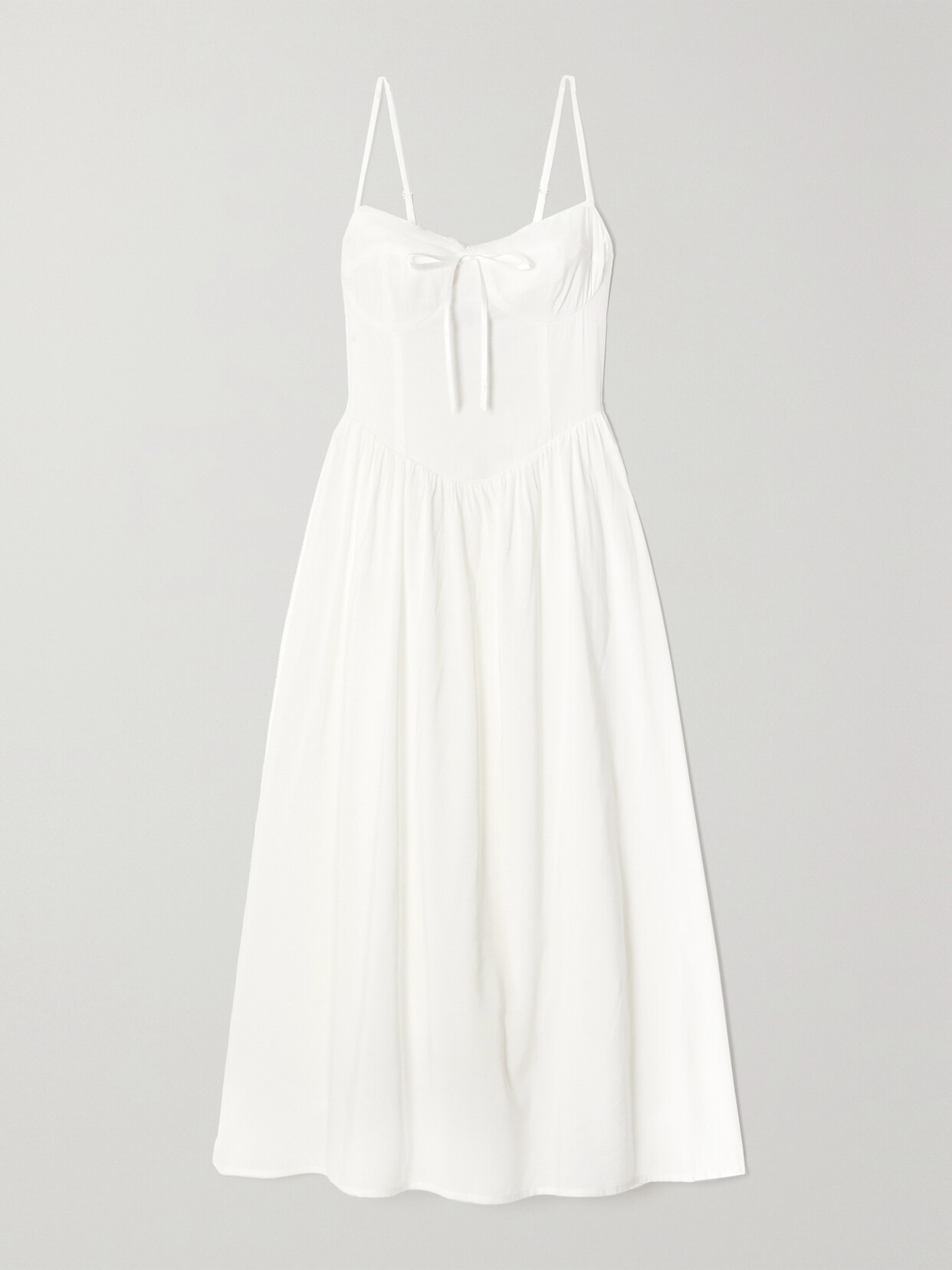 Net Sustain Allure Bow-detailed Organic Cotton And Ecovero-blend Voile Midi Dress