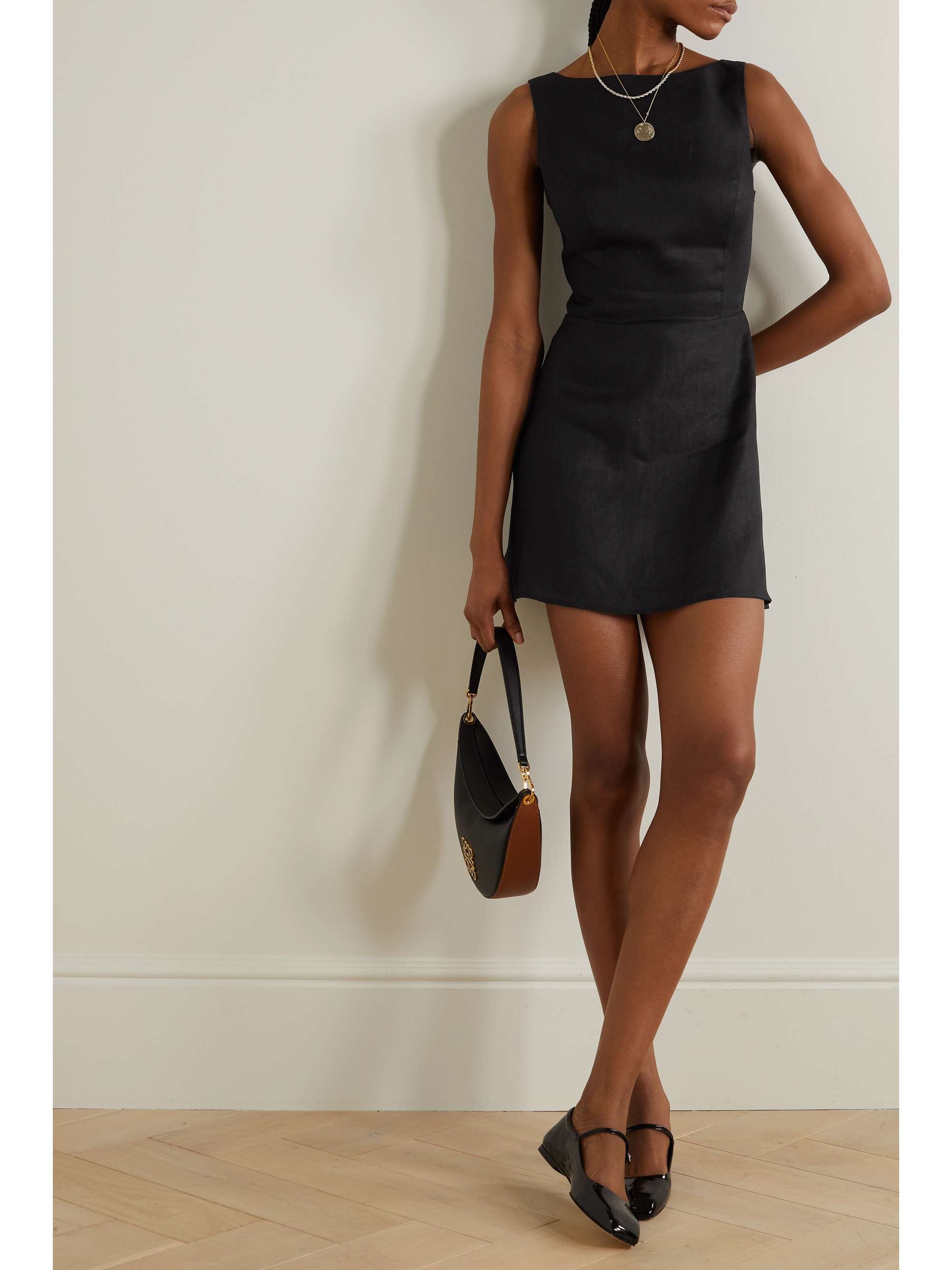 REFORMATION Zenni paneled linen mini dress | NET-A-PORTER