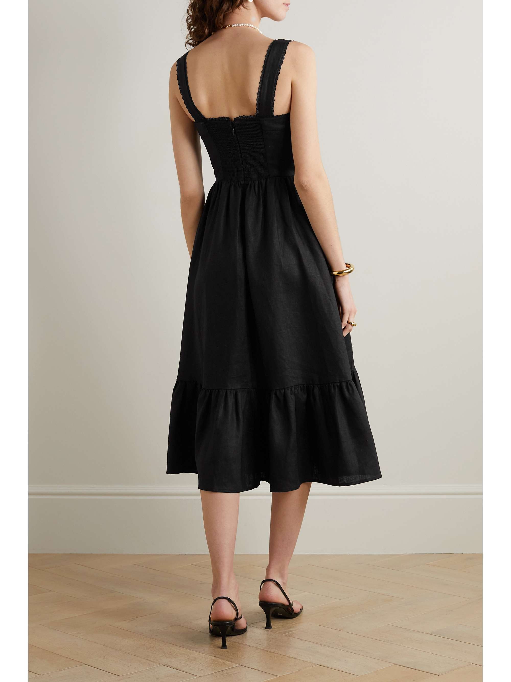 セールHOT Her lip to - Back Ribbon Tiered Linen Dress(Herlipto)の