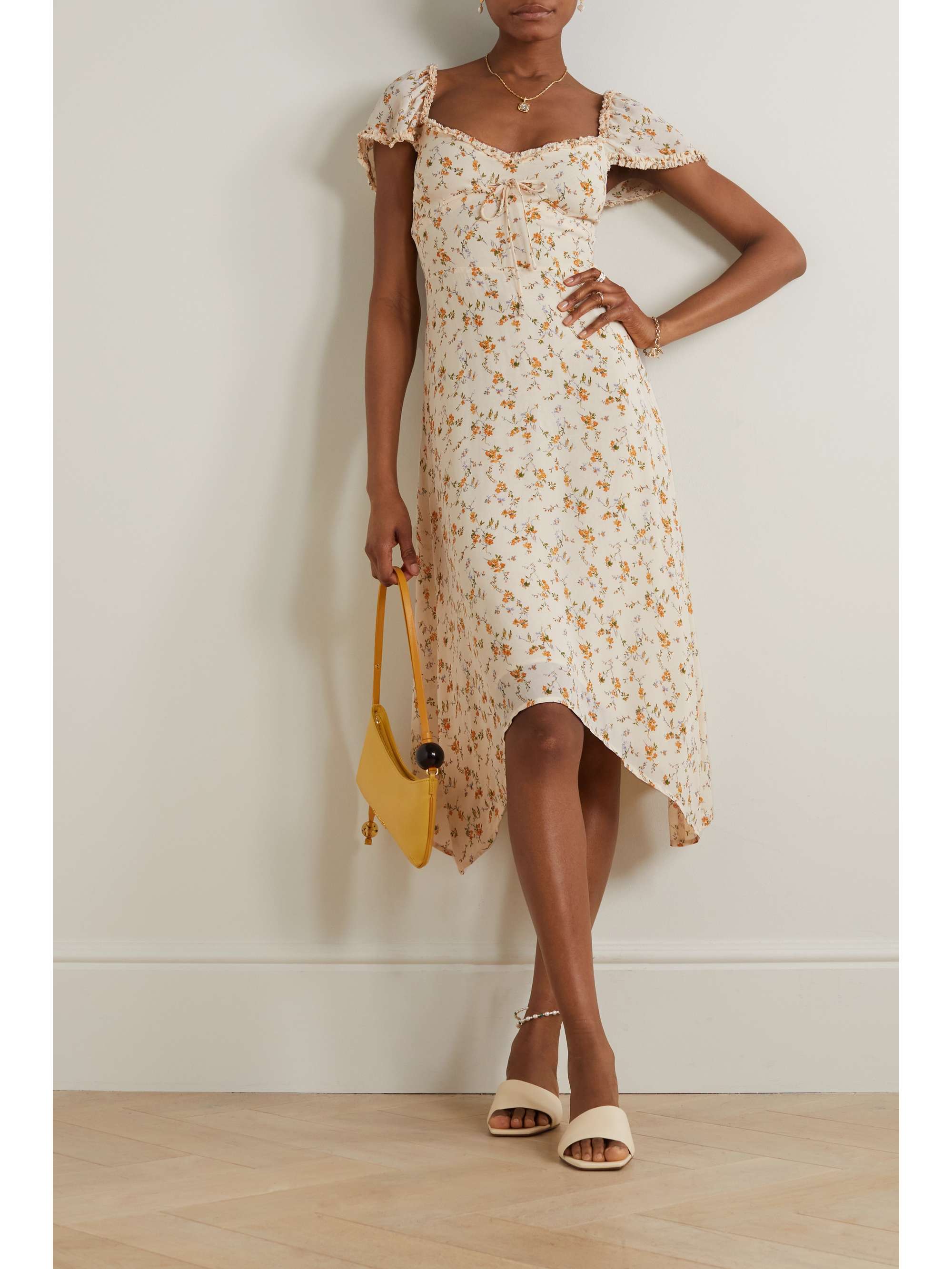 REFORMATION + NET SUSTAIN Maebry ruffled floral-print georgette midi dress