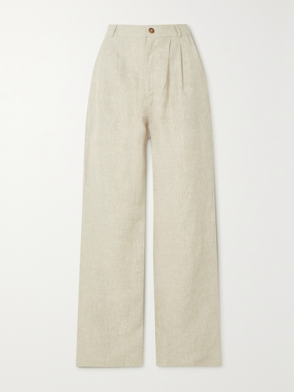 Reformation + Net Sustain Mason Pleated Linen Straight-leg Pants - Neutrals