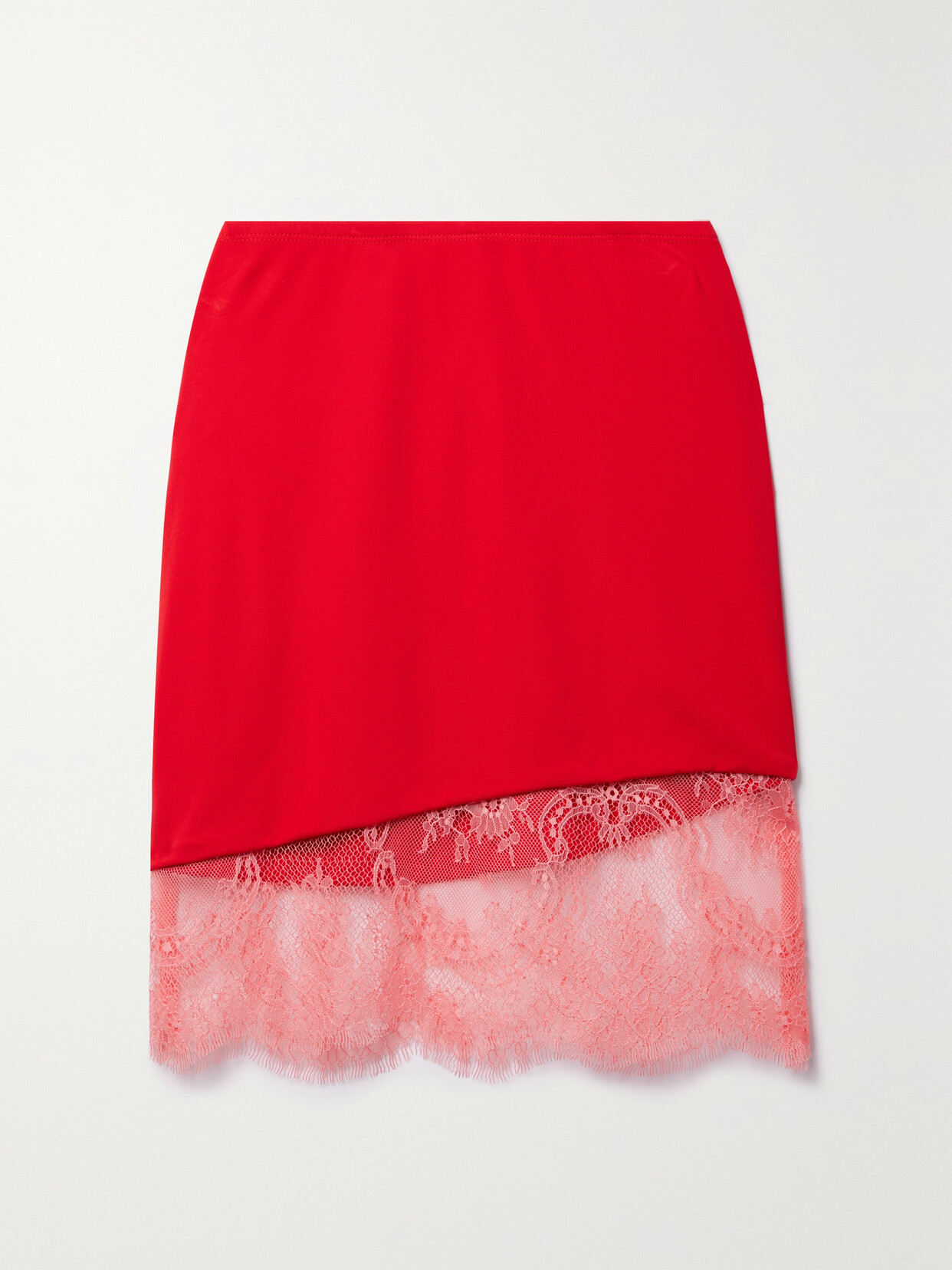 Fleur du Mal Lace-trimmed Jersey Mini Skirt - Red