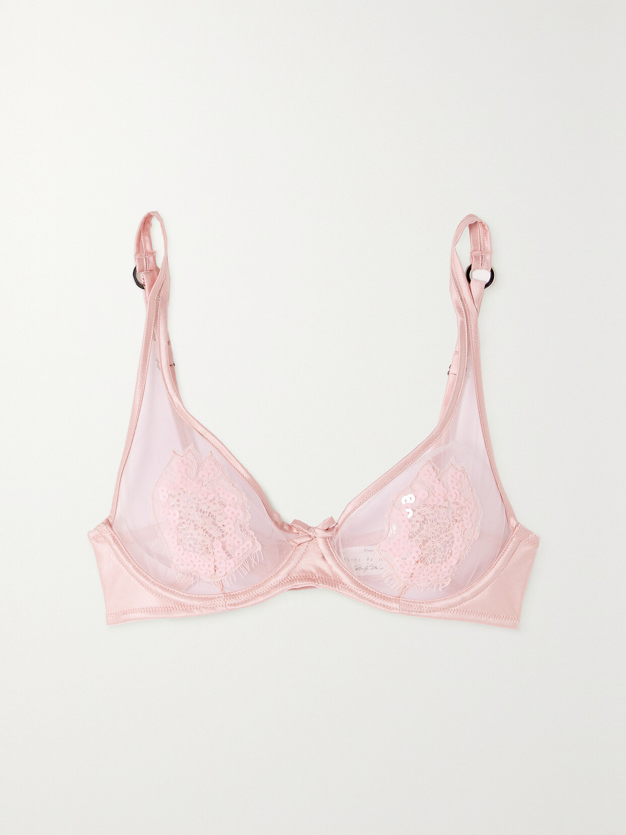 Fleur du Mal - + Marilyn Monroe + Bert Stern Satin-trimmed Embellished Embroidered Tulle Underwired Bra - Pink