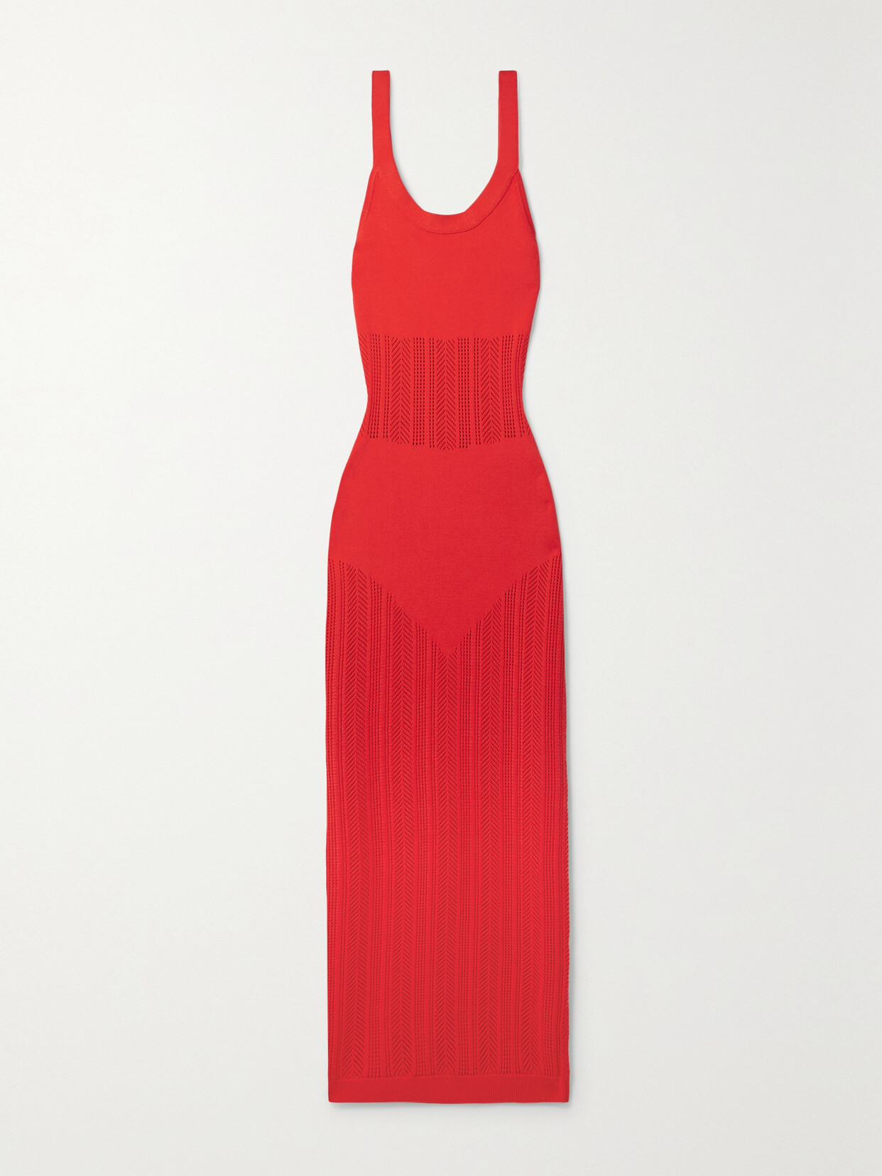 Fleur du Mal - Pointelle-knit Midi Dress - Red