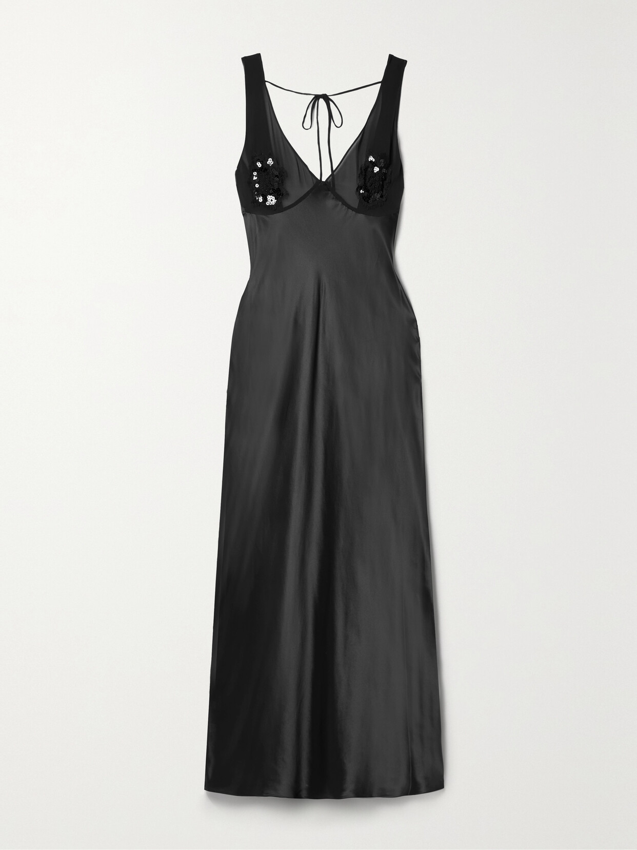 Fleur du Mal Embellished Open-back Silk-charmeuse Midi Dress