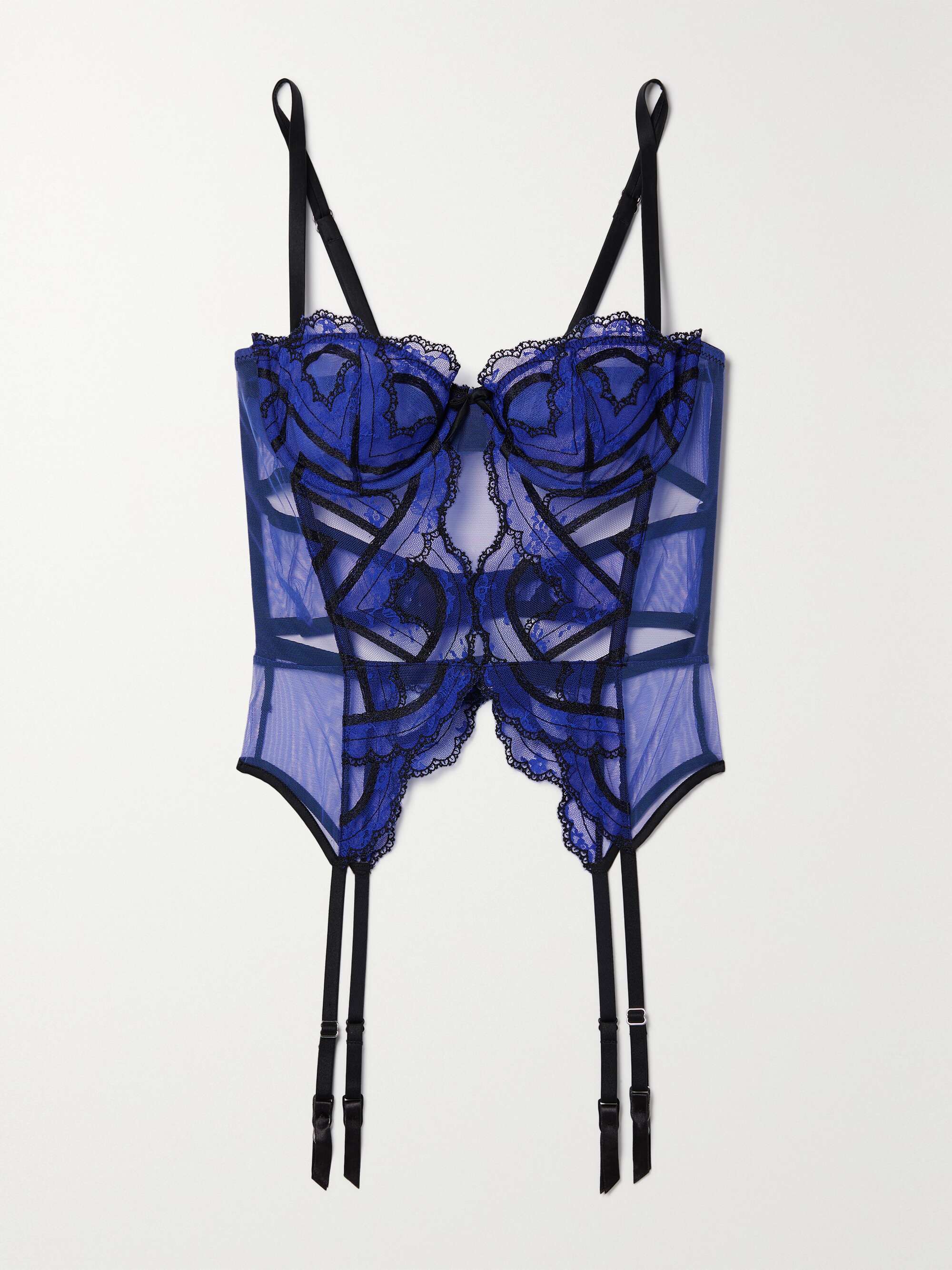 FLEUR DU MAL Hendrix lace-trimmed stretch-mesh underwired soft-cup bustier  bra