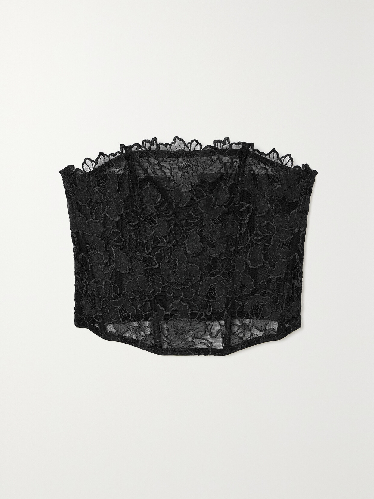 Fleur Du Mal Whitney Embroidered Corset Top In Black