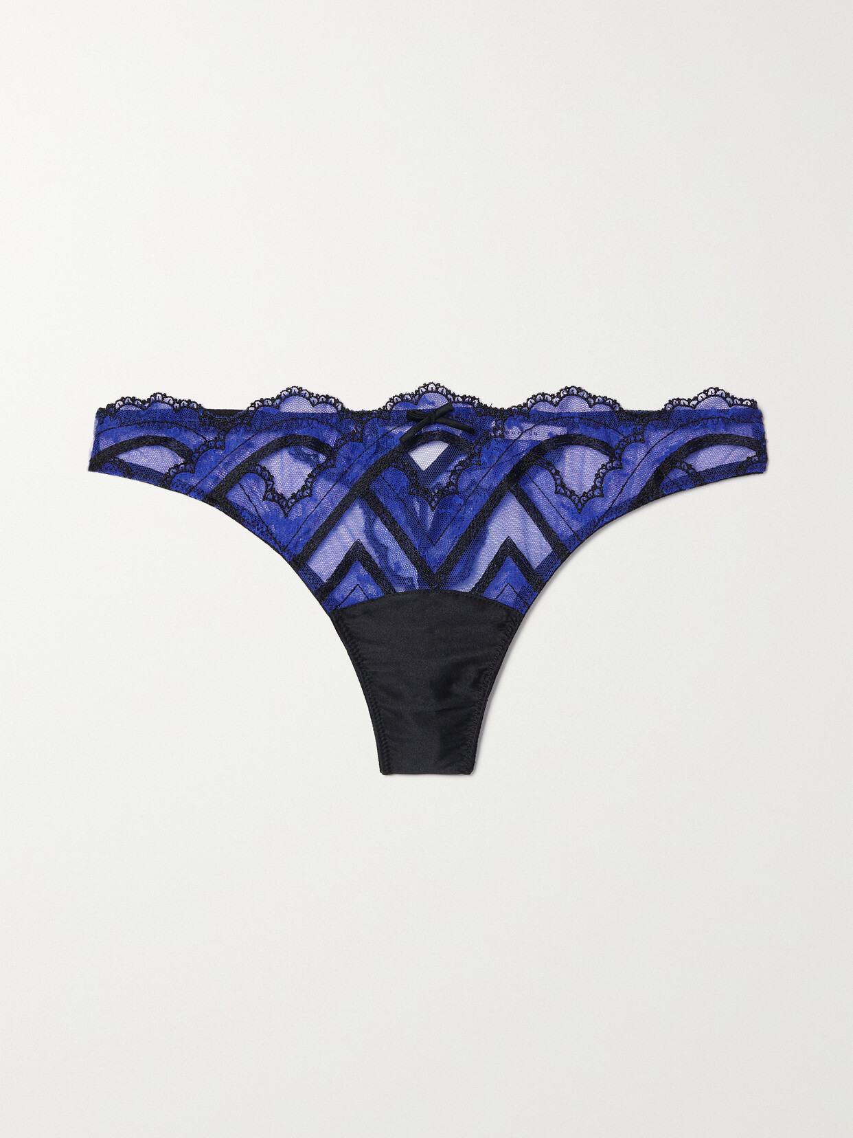 Fleur du Mal Hendrix Satin And Lace-trimmed Stretch-mesh Briefs - Blue