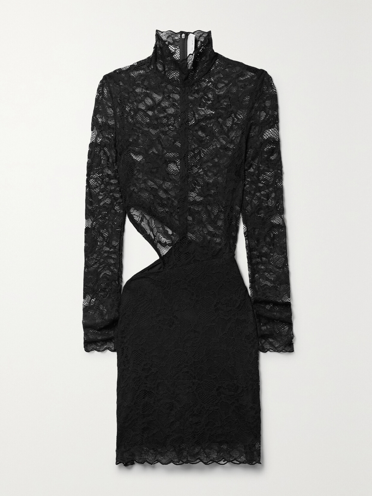 Fleur du Mal Cutout Corded Lace Turtleneck Mini Dress - Black