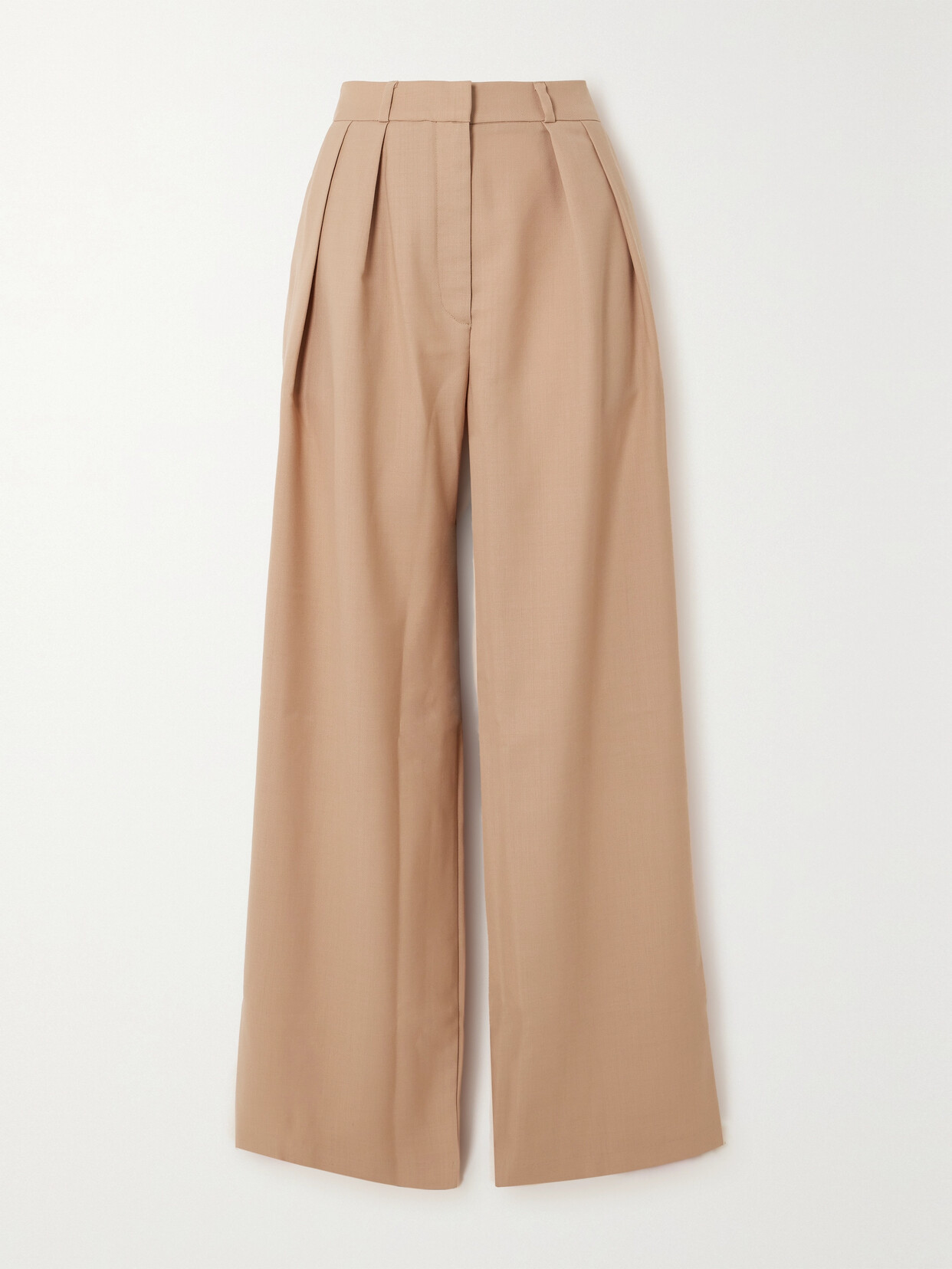 The Frankie Shop Tansy Pleated Twill Wide-leg Trousers In Brown