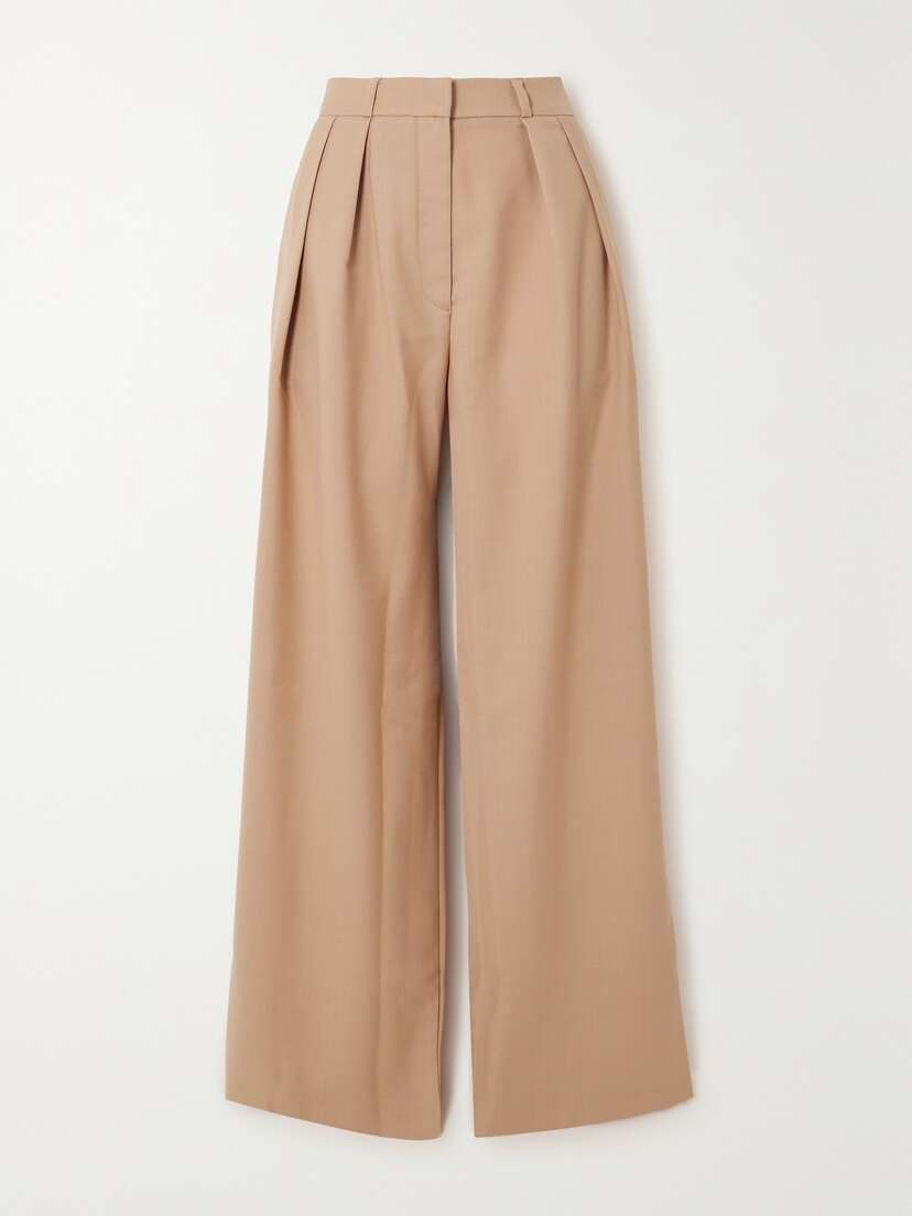 The Frankie Shop Tansy Pleated Twill Wide-leg Pants