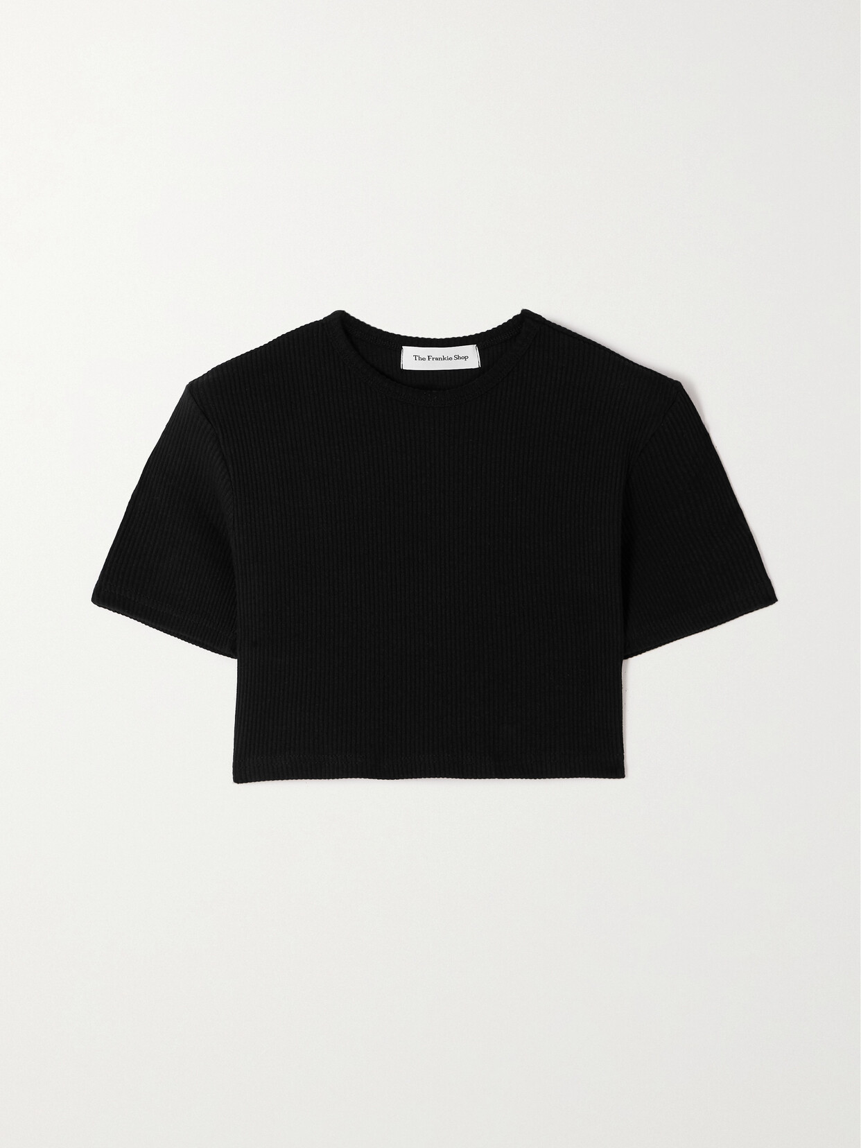 THE FRANKIE SHOP - Nico Cropped Ribbed Stretch-cotton Top - Black