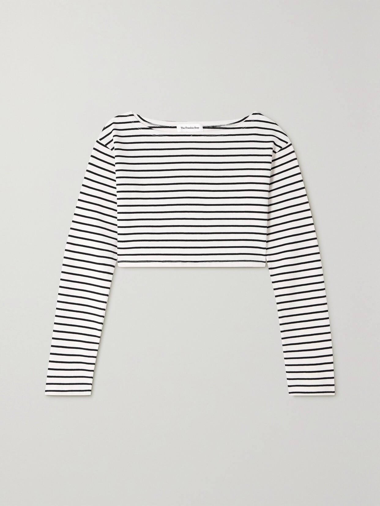 THE FRANKIE SHOP - Tilla Cropped Striped Cotton-jersey Top - Black