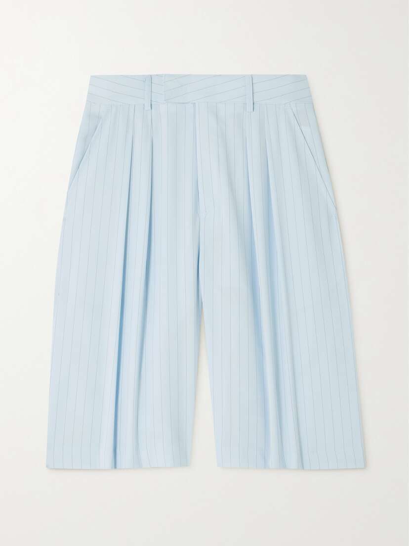 The Frankie Shop Vivian Pleated Striped Crepe De Chine Shorts