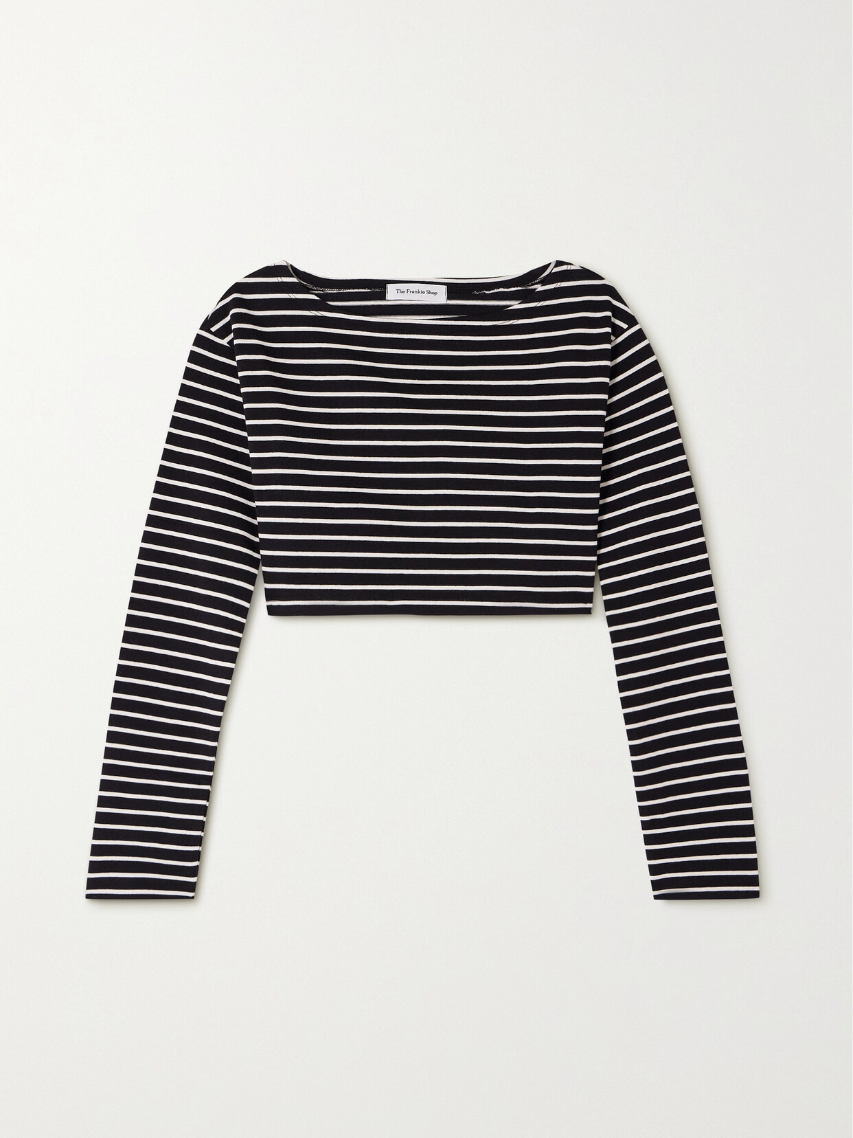 THE FRANKIE SHOP TILLA CROPPED STRIPED COTTON-JERSEY TOP