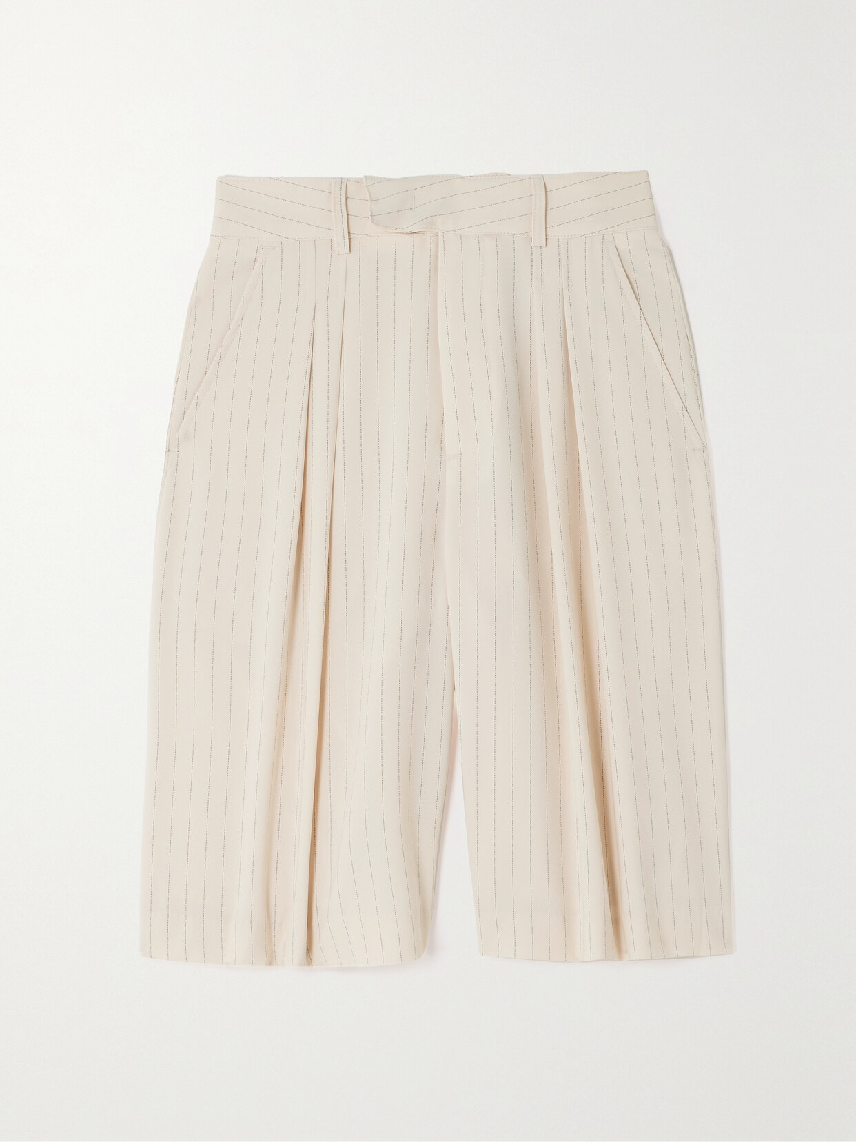 THE FRANKIE SHOP - Vivian Pleated Striped Crepe De Chine Shorts - Neutrals