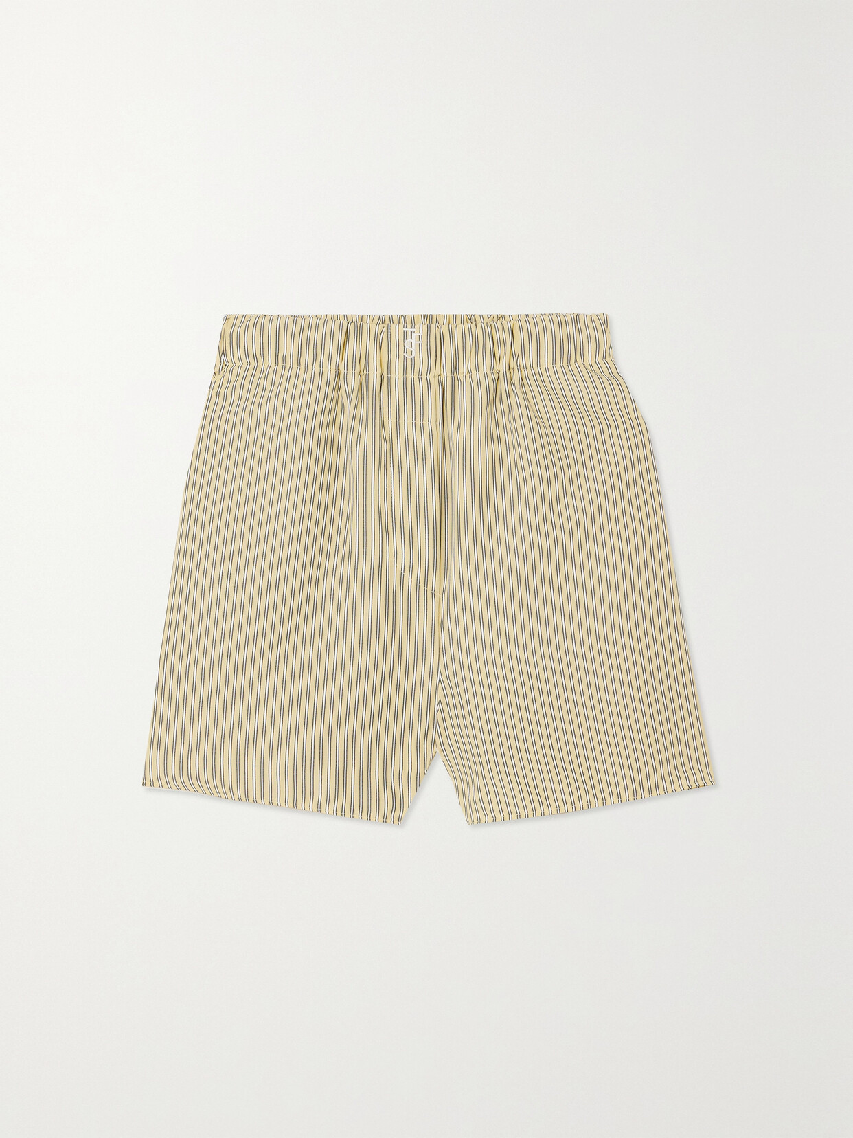 THE FRANKIE SHOP - Lui Embroidered Pinstriped Poplin Shorts - Yellow