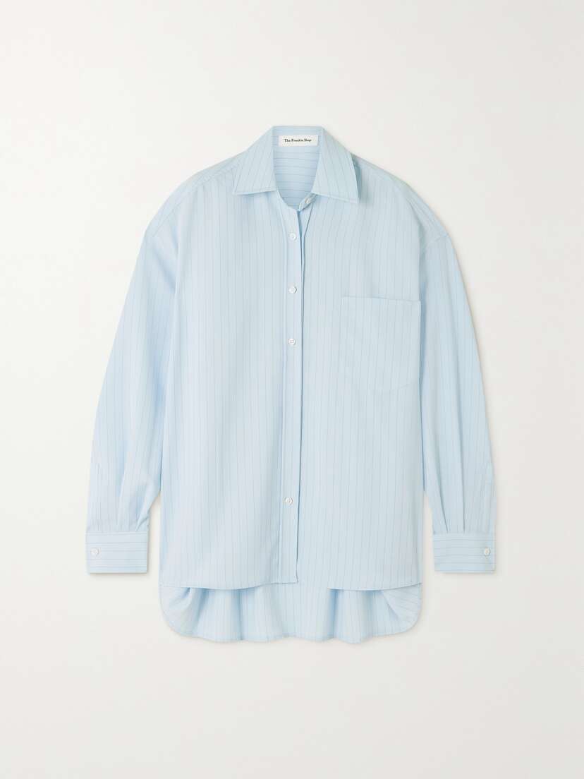 The Frankie Shop Georgia Oversized Striped Crepe De Chine Shirt