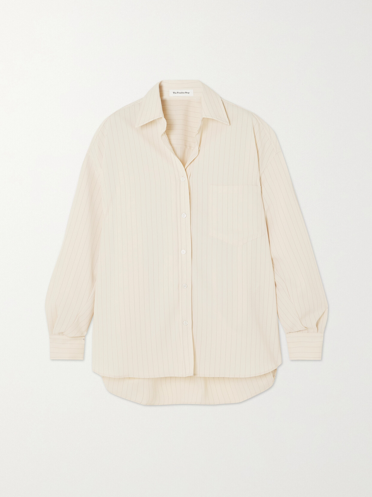 The Frankie Shop Georgia Pinstriped Crepe De Chine Shirt In Neutrals