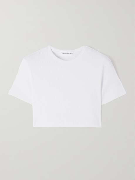 THE FRANKIE SHOP Nico cropped ribbed stretch-cotton top | NET-A-PORTER