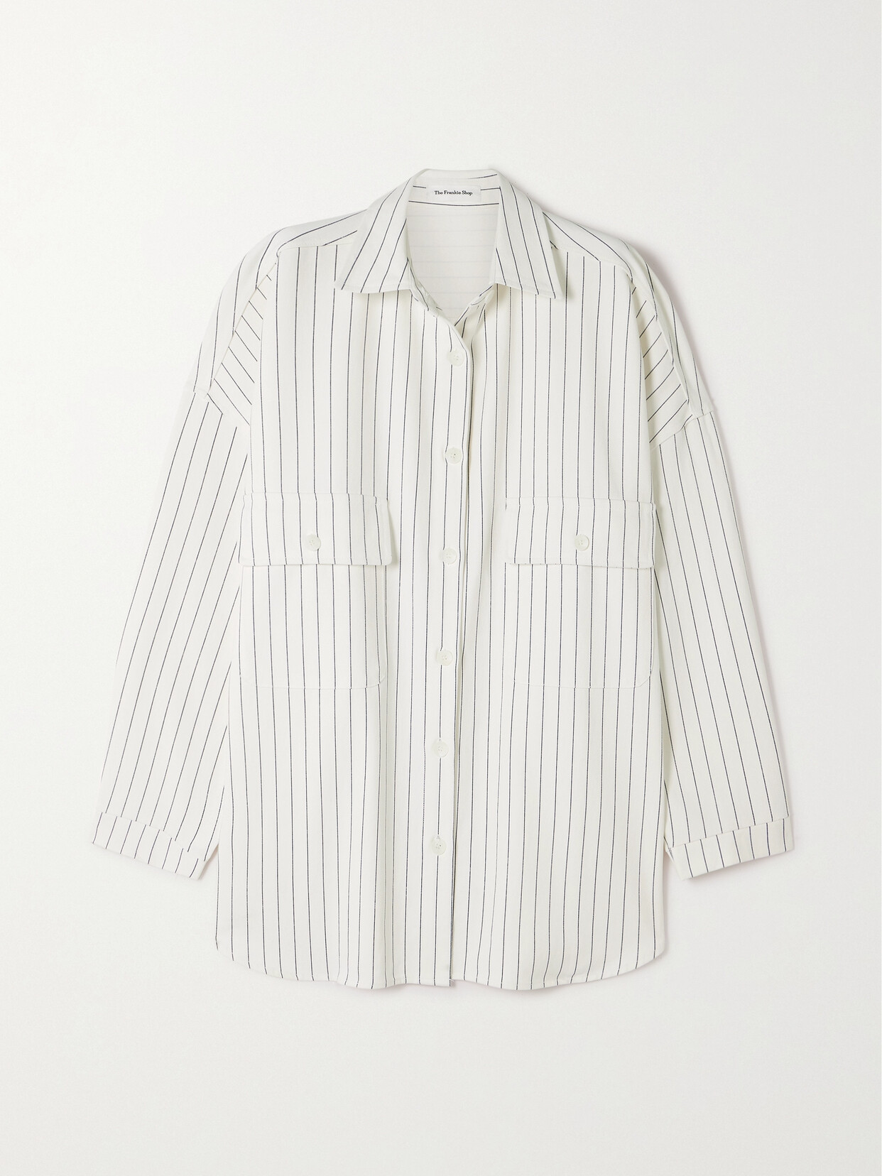 THE FRANKIE SHOP - Dallas Oversized Pinstriped Denim Shirt - White