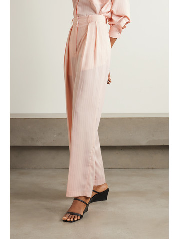 The Frankie Shop Tansy pleated pinstriped crepe de chine straight-leg pants