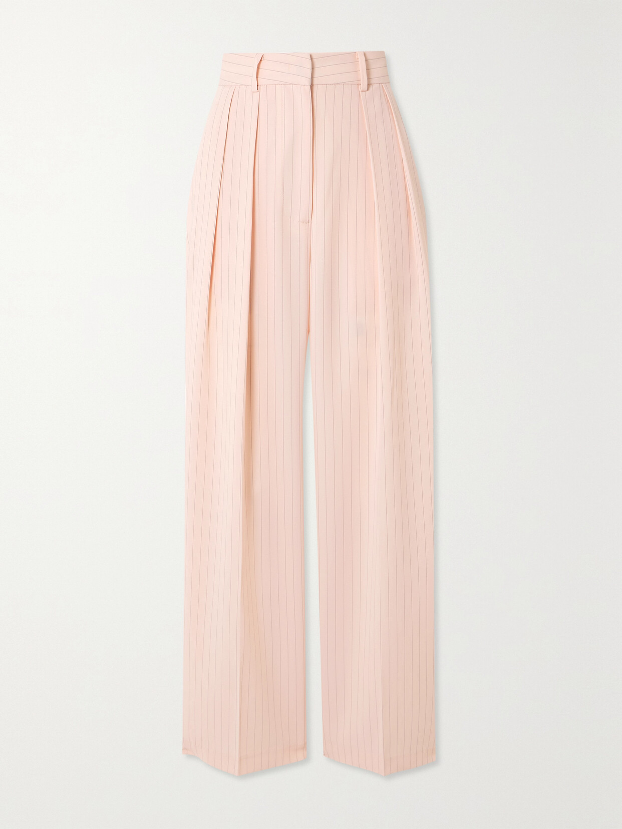 THE FRANKIE SHOP - Tansy Pleated Pinstriped Crepe De Chine Straight-leg Pants - Pink