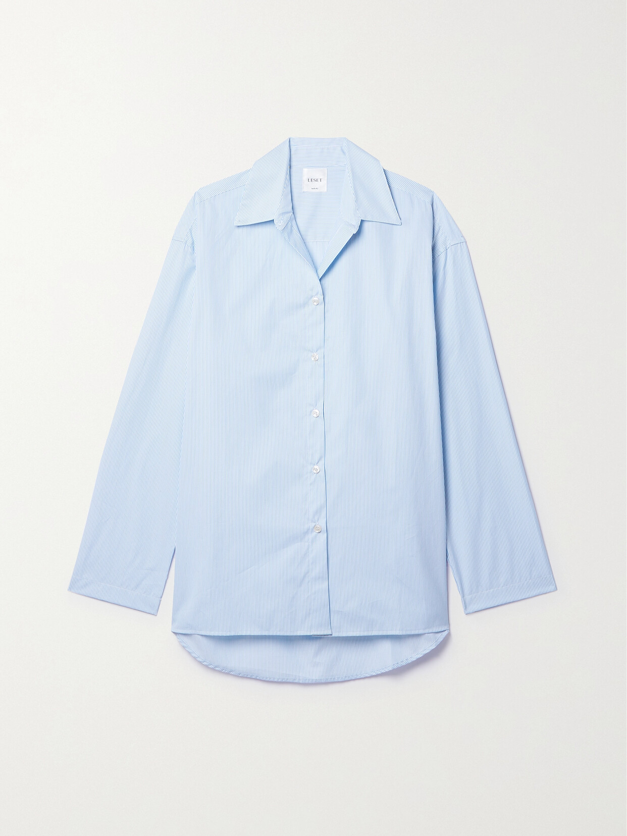 LESET Yoshi Striped Cotton-poplin Shirt - Blue