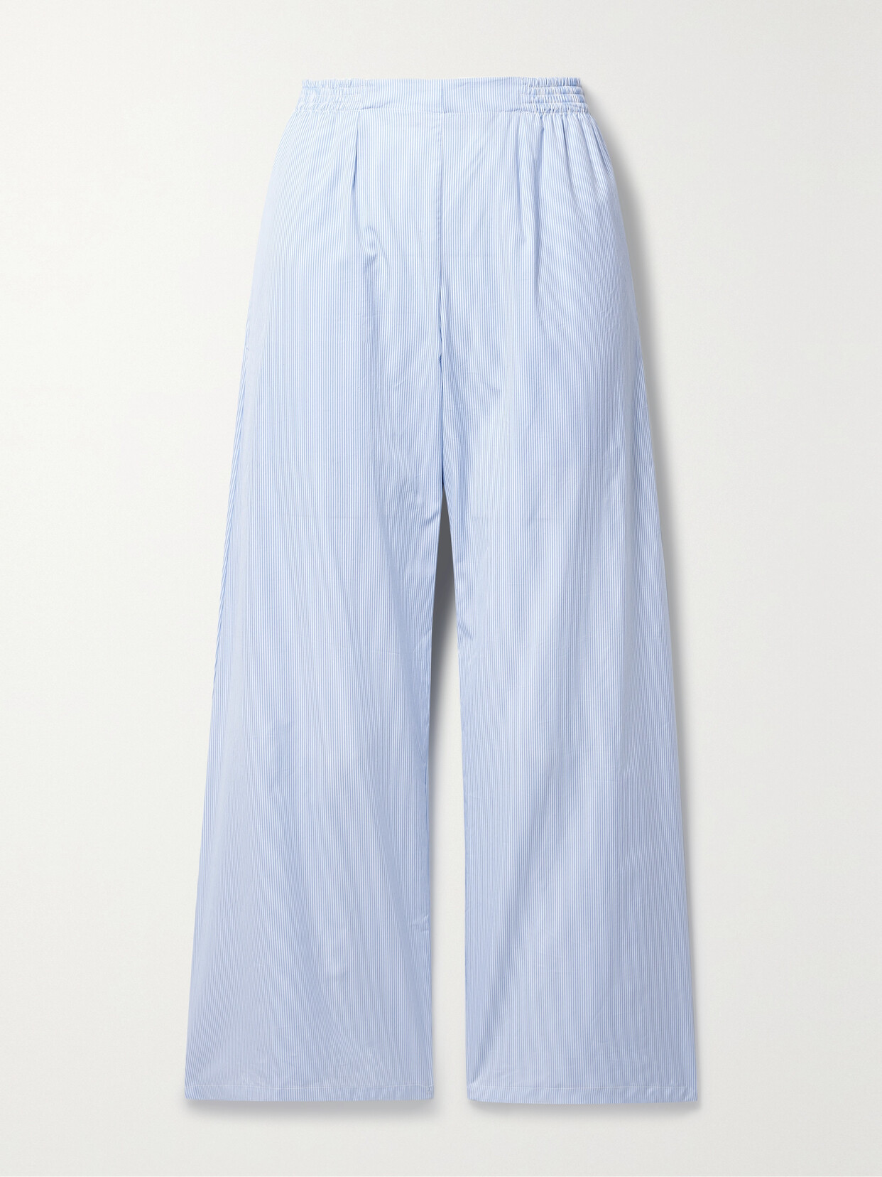 LESET - Yoshi Pinstriped Cotton-poplin Wide-leg Pants - Blue