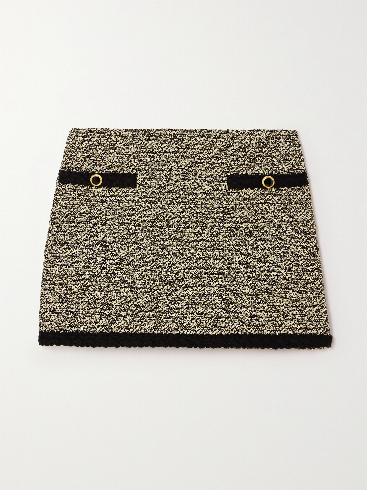 ALESSANDRA RICH SEQUIN-EMBELLISHED COTTON-BLEND TWEED MINI SKIRT