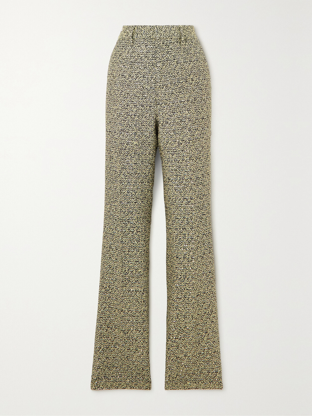 Alessandra Rich - Sequined-embellished Cotton-blend Tweed Straight-leg Pants - Yellow