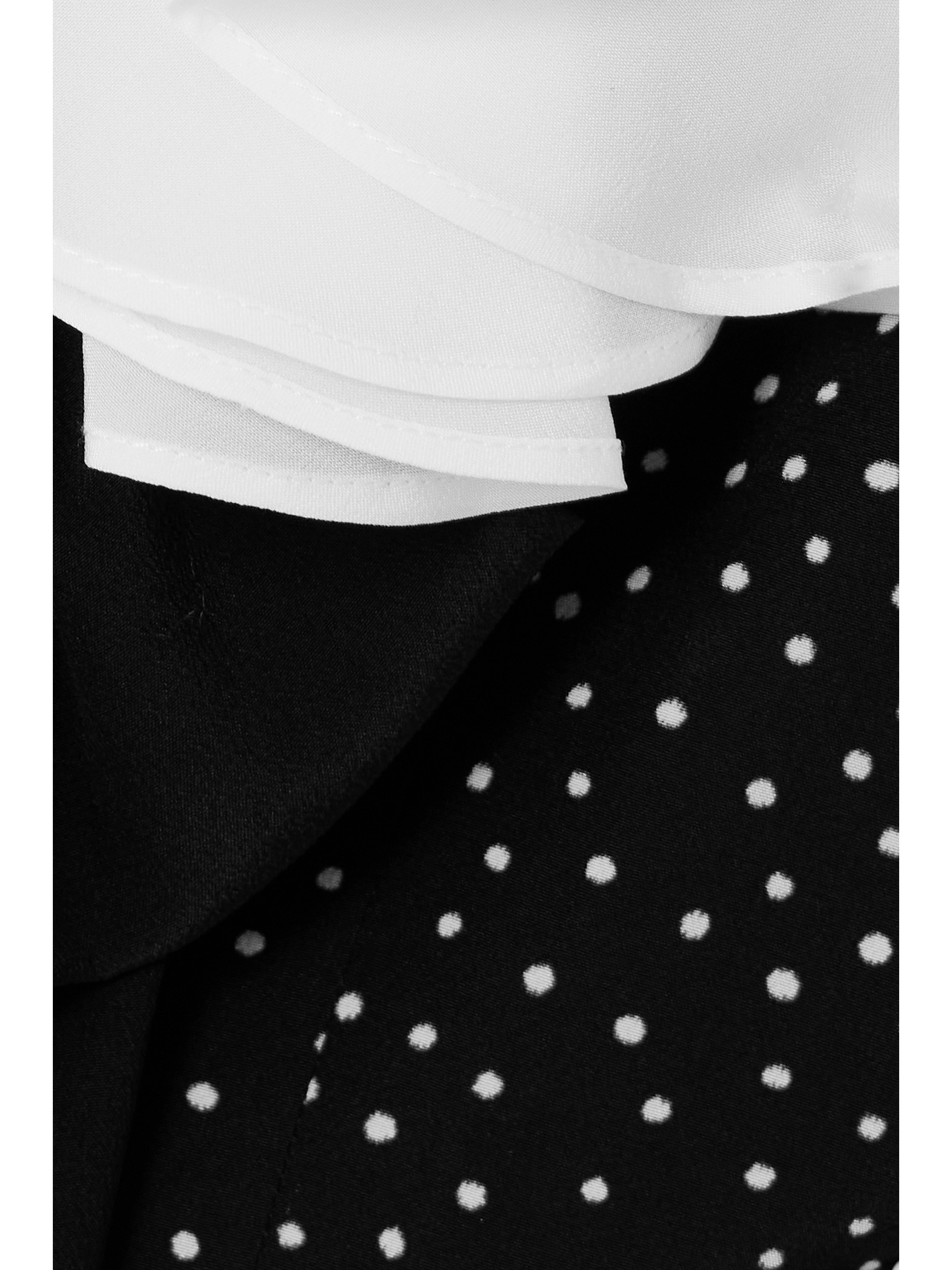 Alessandra Rich Bow-detailed ruffled polka-dot silk midi dress