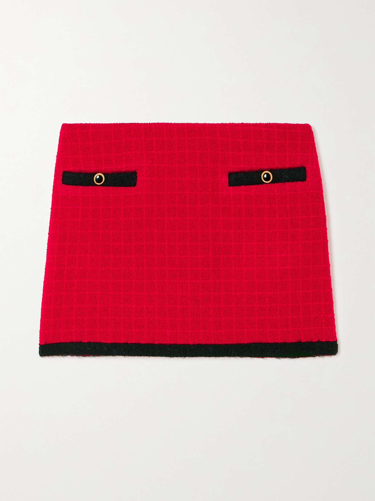 Alessandra Rich - Embellished Cotton-blend Tweed Mini Skirt - Red