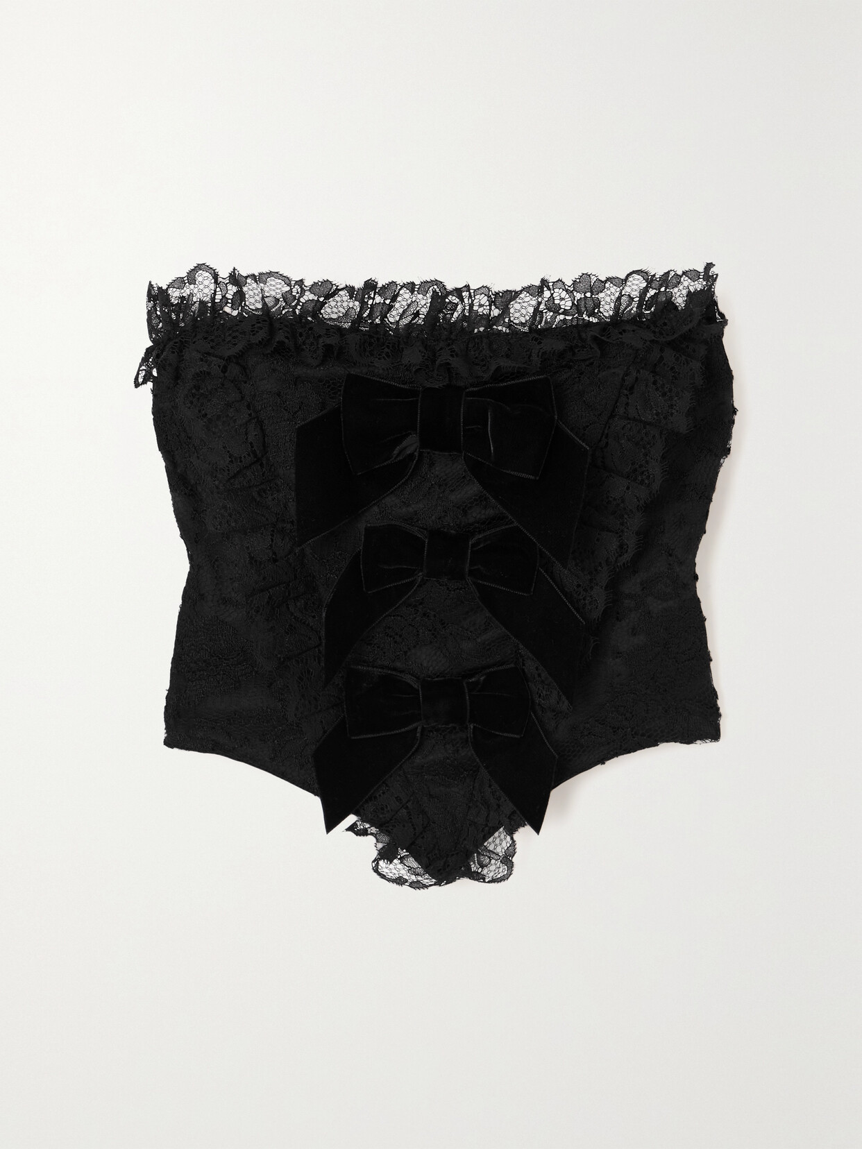 Alessandra Rich - Bow-embellished Lace Bustier Top - Black