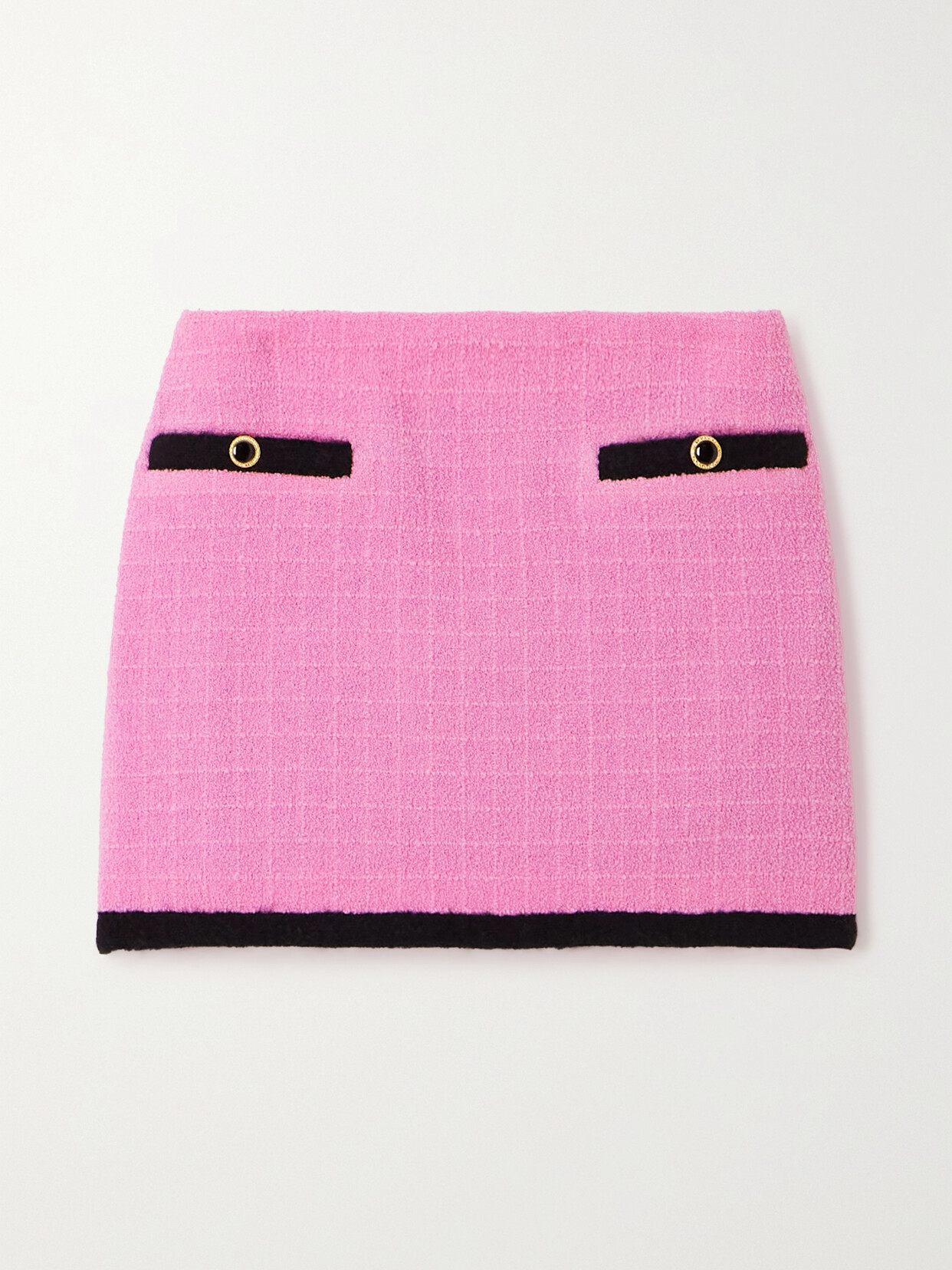 Alessandra Rich - Piped Checked Wool-blend Bouclé-tweed Mini Skirt - Pink