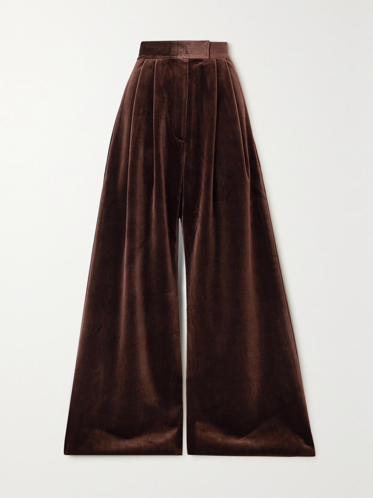 Alex Perry - Rowe Pleated Stretch-velvet Wide-leg Pants - Brown