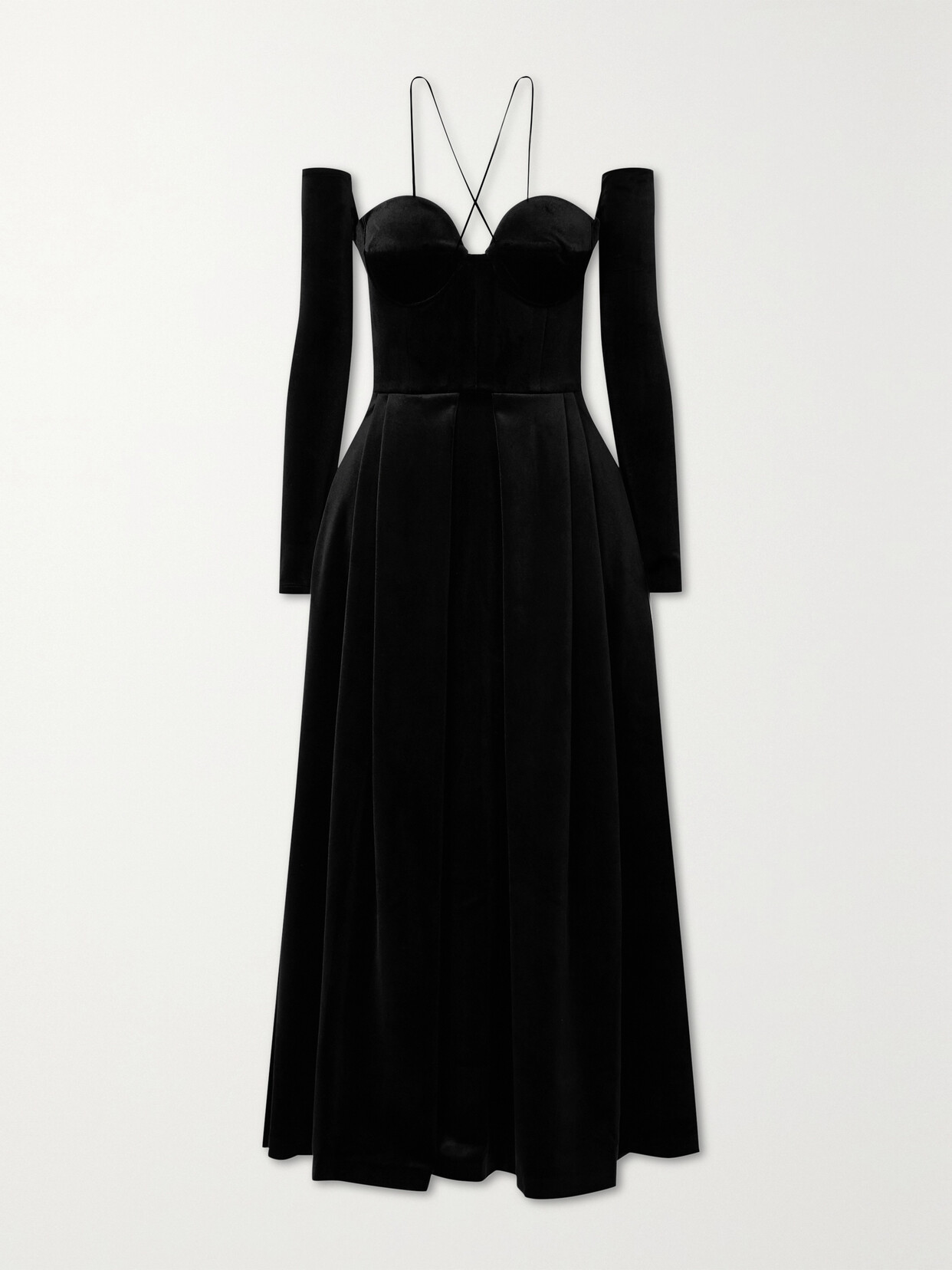 Alex Perry - Patten Pleated Velvet Gown And Gloves Set - Black