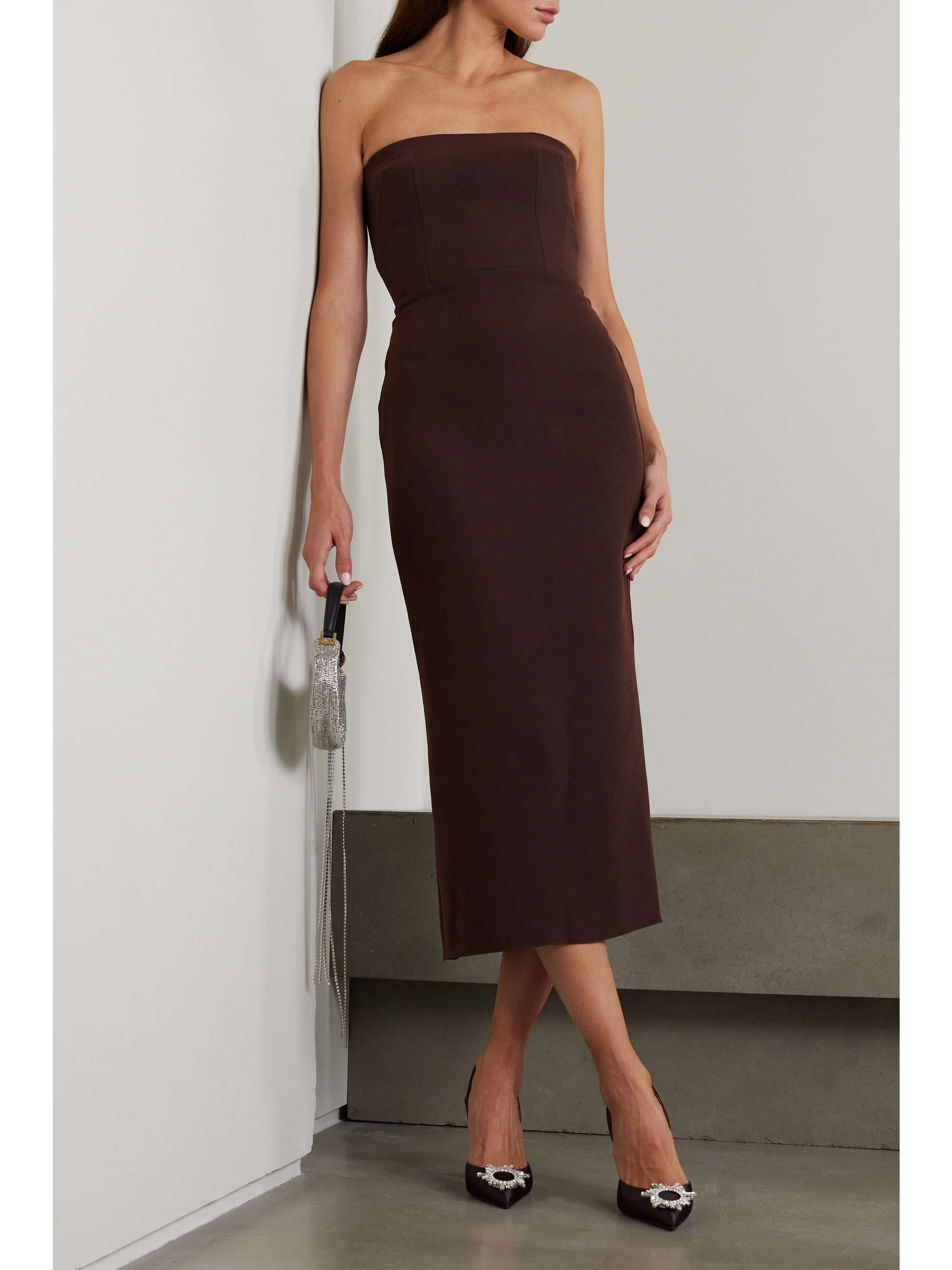 Alex Perry Callan Strapless Stretch Crepe Midi Dress Net A Porter