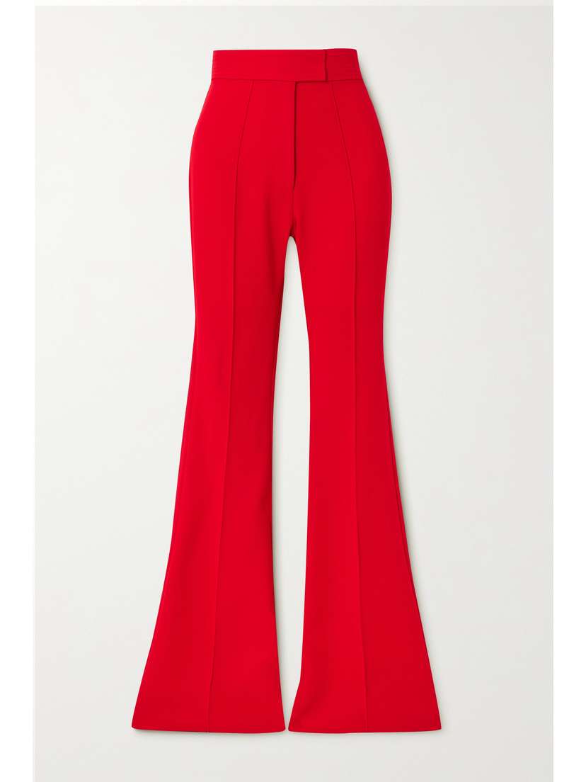 Alex Perry Marden Pleated Stretch-crepe Flared Pants