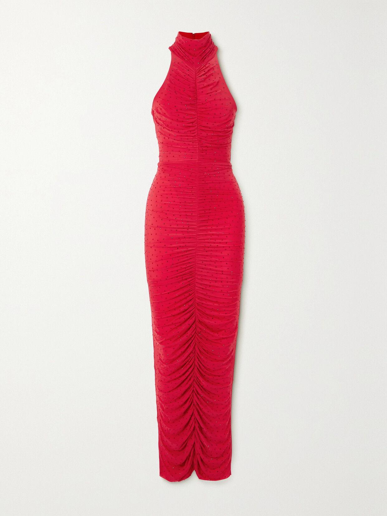 Alex Perry - Gabe Crystal-embellished Ruched Stretch-jersey Turtleneck Gown - Red