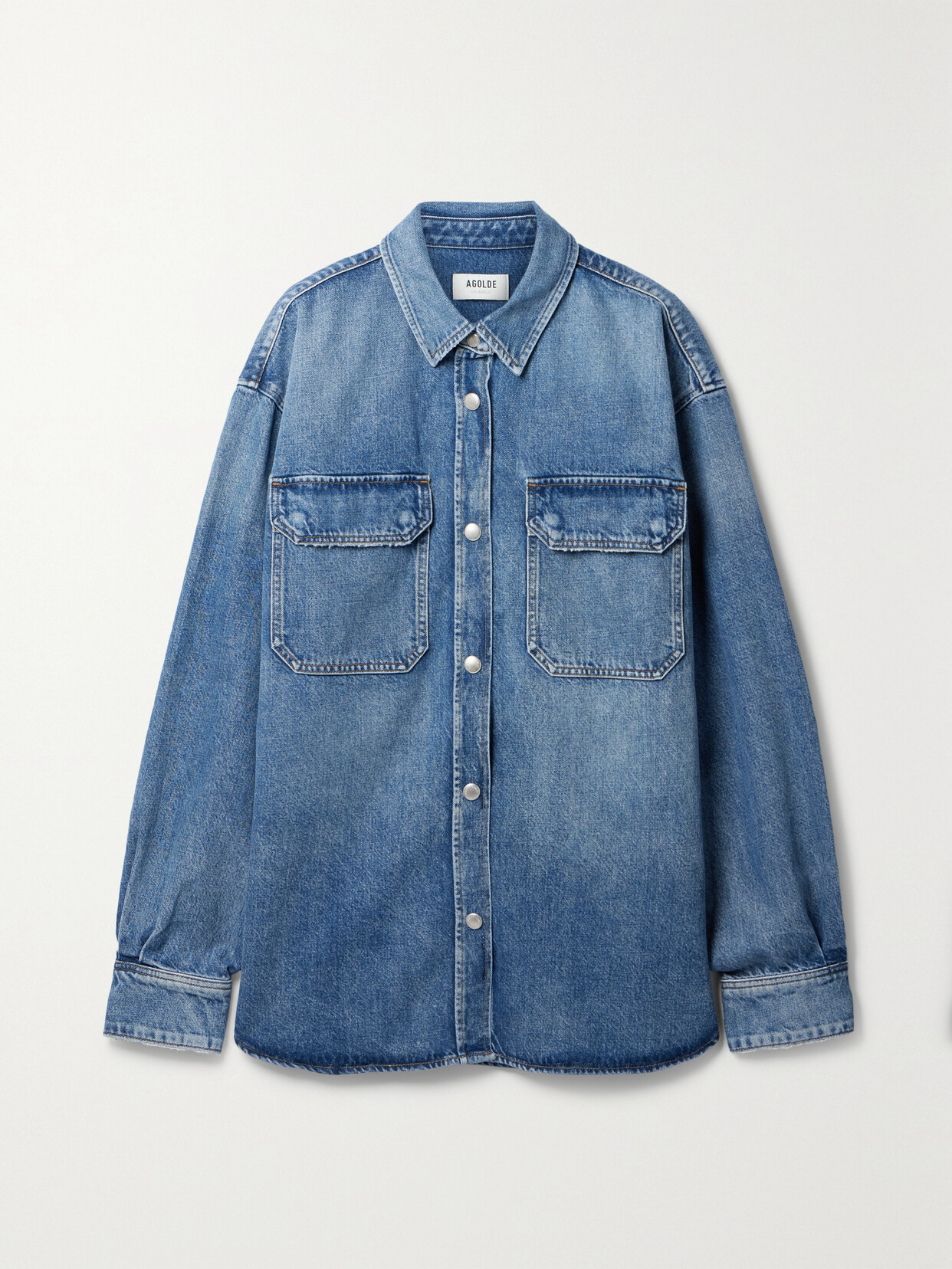 Shop Agolde + Net Sustain Camryn Oversized Organic Denim Shirt In Blue