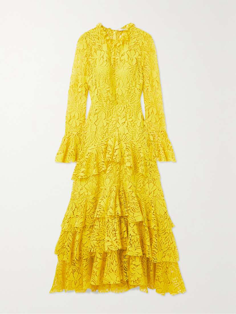 Erdem Tiered Ruffled Recycled-guipure Lace Maxi Dress