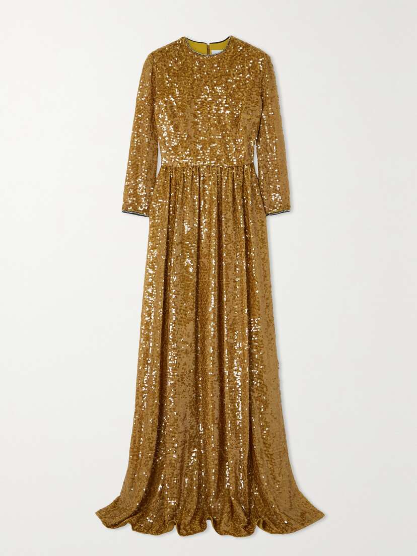 Erdem Crystal-embellished Sequined Chiffon Gown - UK 16